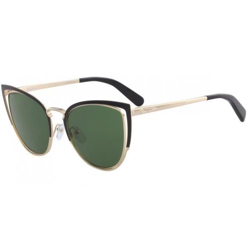 Salvatore Ferragamo SF183S 001 Black Gold with Green Lenses