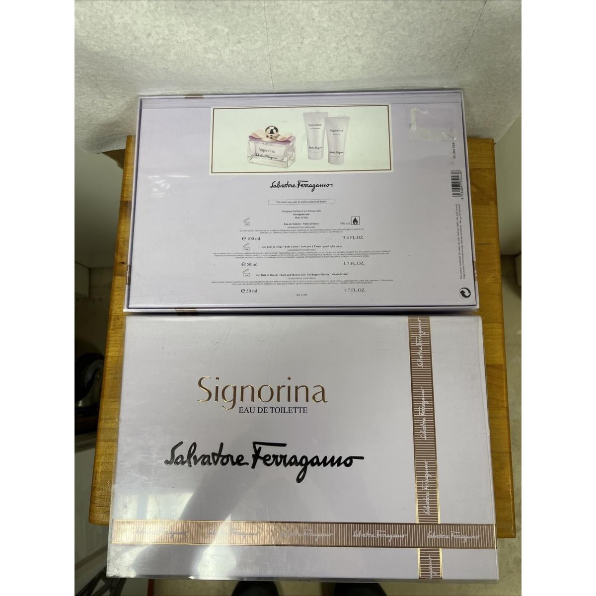 Salvatore Ferragamo Signorina Edt 100 ml 3.4 oz Spray 1.7 Shower Gel 1.7 Lotion