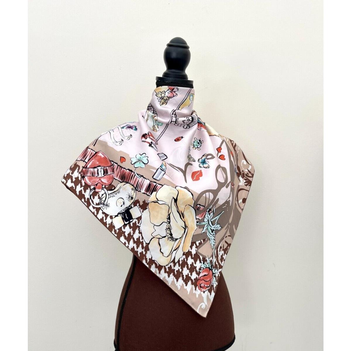 Salvatore Ferragamo Scarf Icons Beauty Animal Floral Beige Silk Wrap