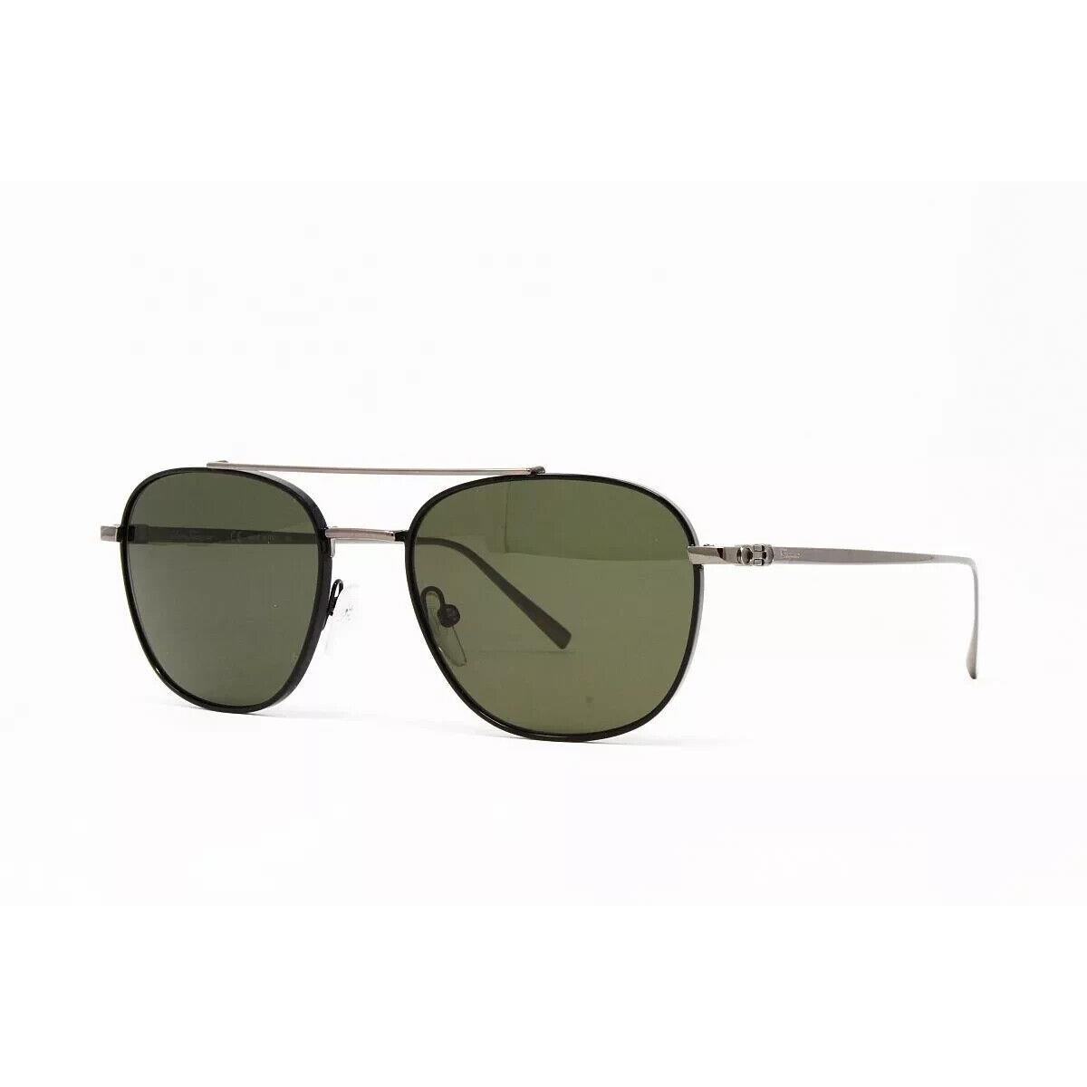 Salvatore Ferragamo Men`s Sunglasses SF200S 035 Shiny Gunmetal 54mm Green Lens