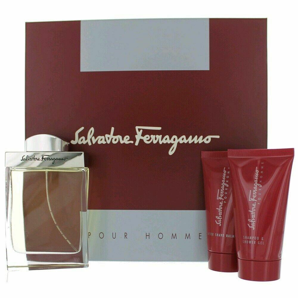 Salvatore Ferragamo Set 3.4 oz Pour Homme Eau de Toilette Shampoo After Shave