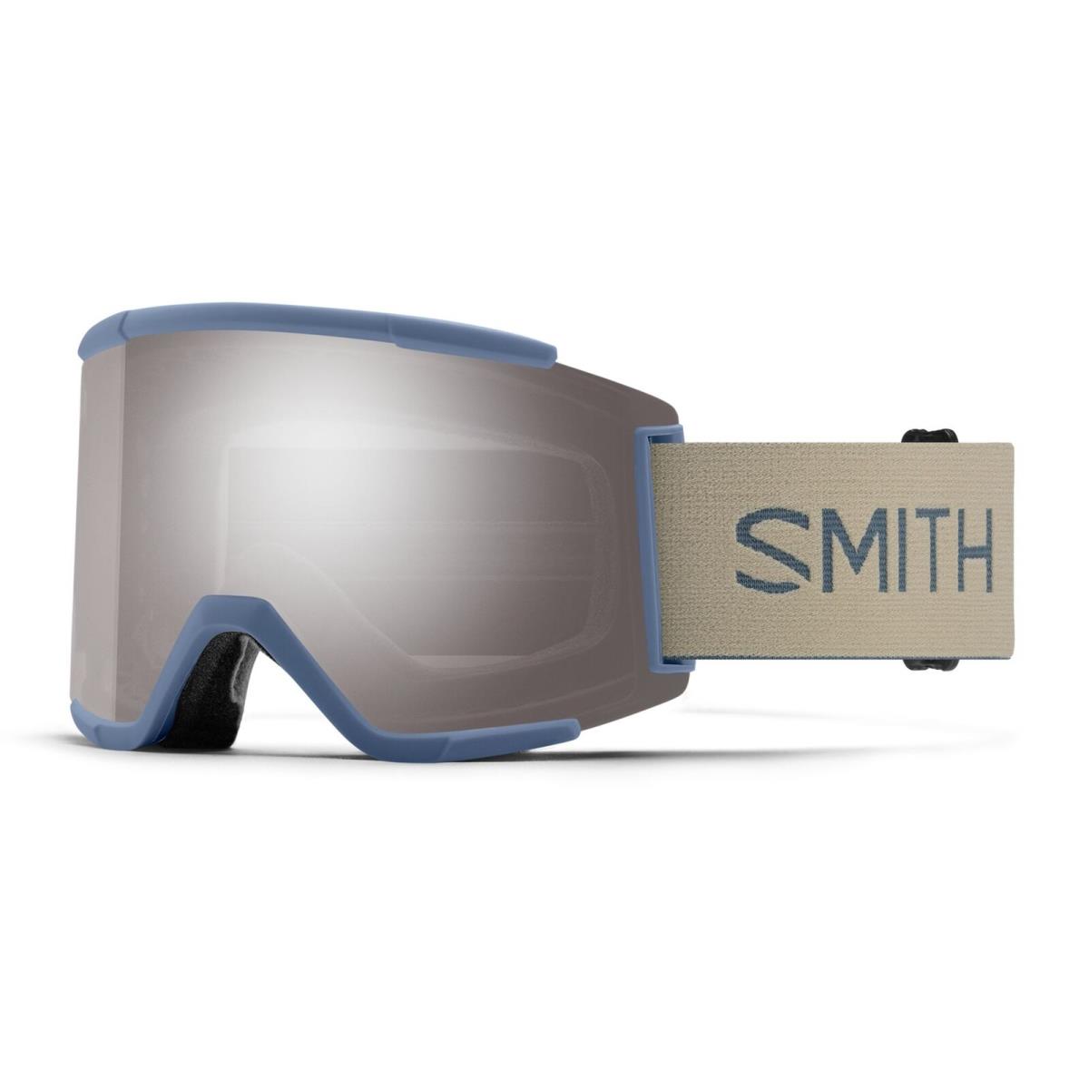 Smith Squad XL Snow Goggles Granite Blue Frame Chromapop Sun Platinum Mirror L