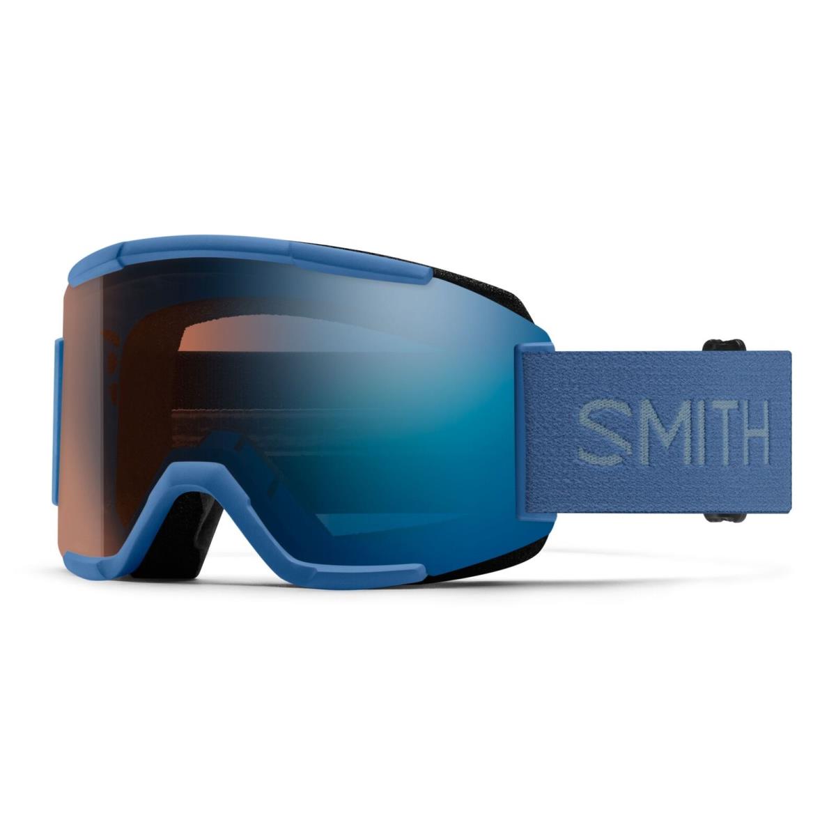 Smith Squad Snow Goggles True Blue Frame Chromapop Pro Photochromic Blue Mirro