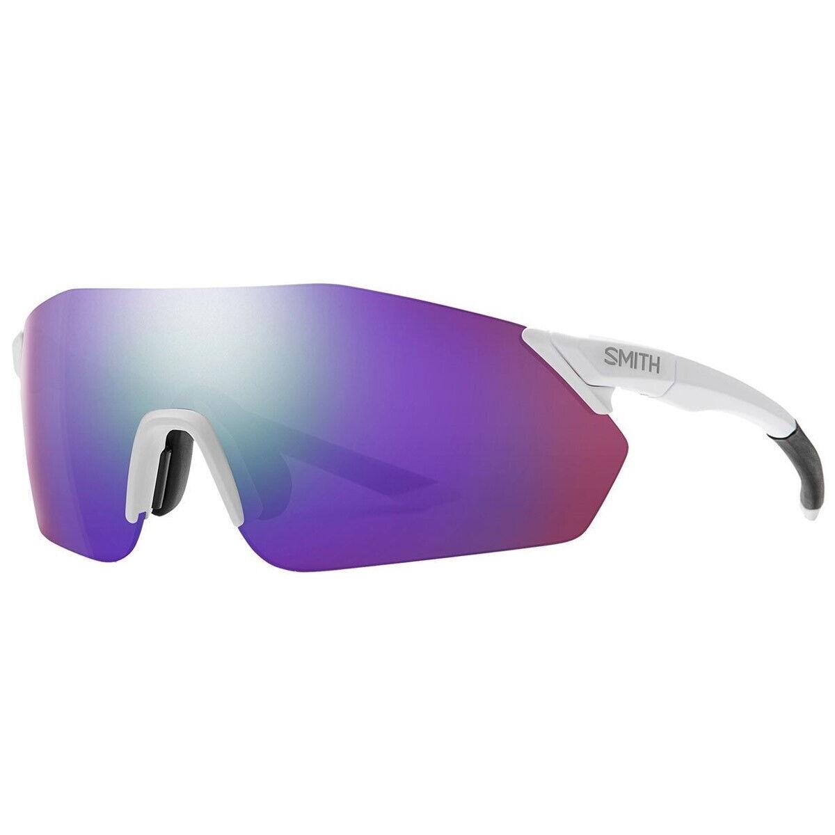 Smith Reverb Sunglasses Matte White Frame Chromapop Violet Mirror Lens