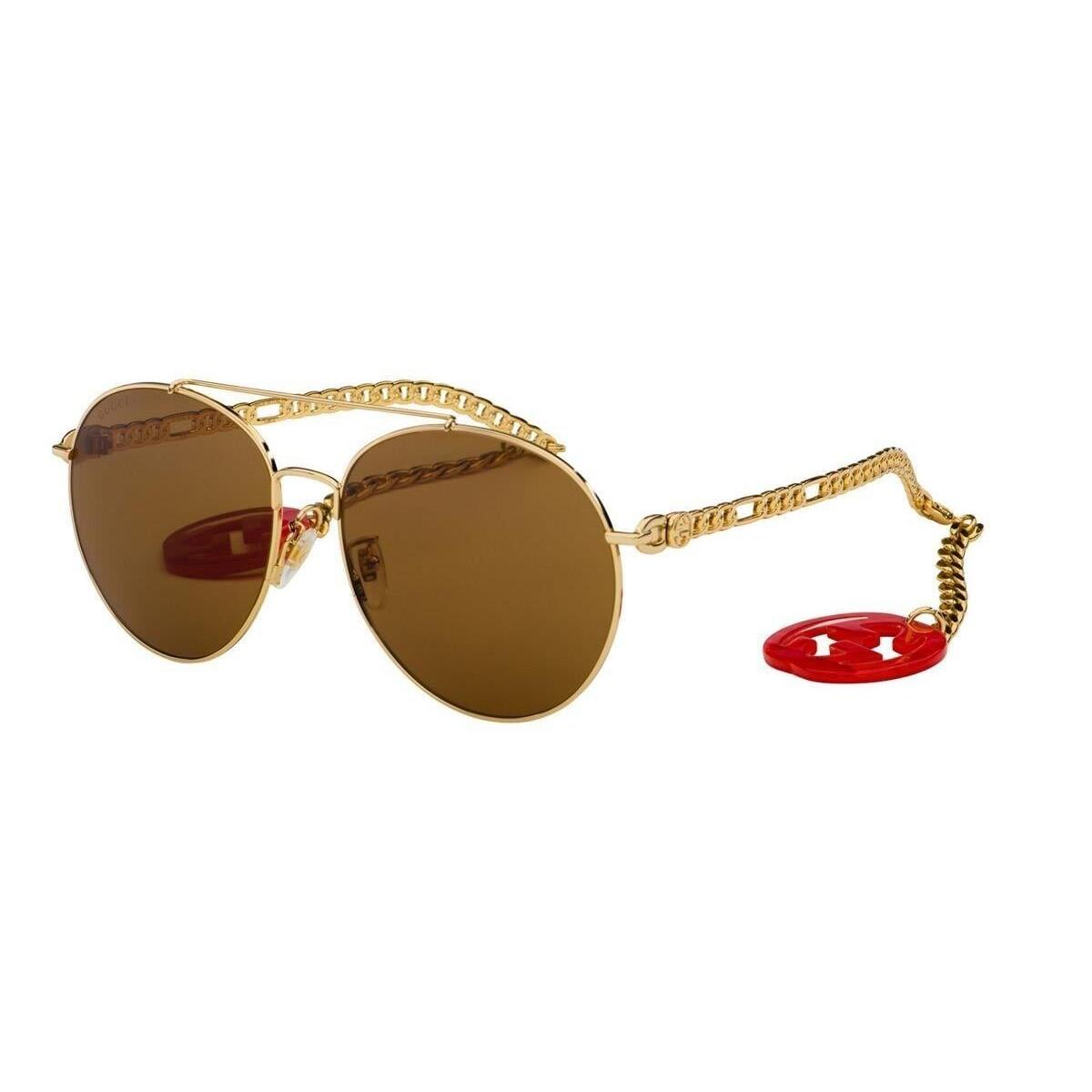 Gucci Women`s Sunglasses GG0725S 002 Gold/brown Lens Round 61mm