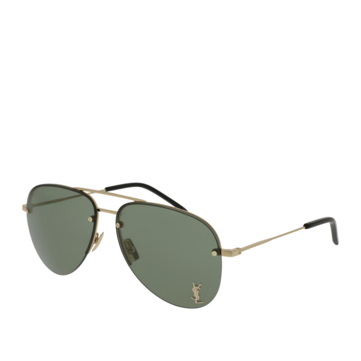 Saint Laurent Classic 11M-003 Piolet Sunglasses - Gold/green