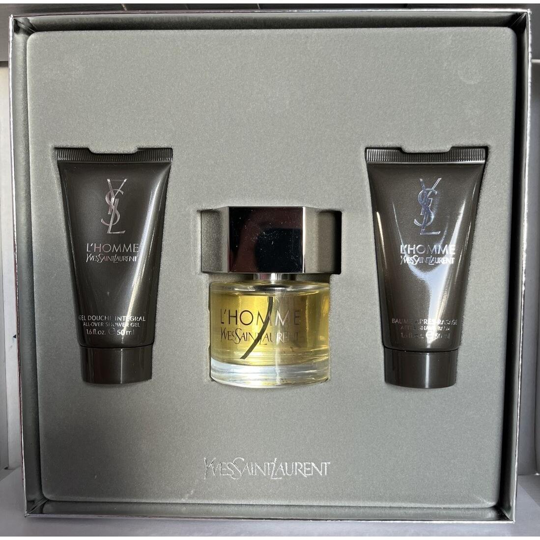 L`homme Yves Saint Laurent Men Gift Set Edt 2 Oz+ Shower Gel + After Shave Balm