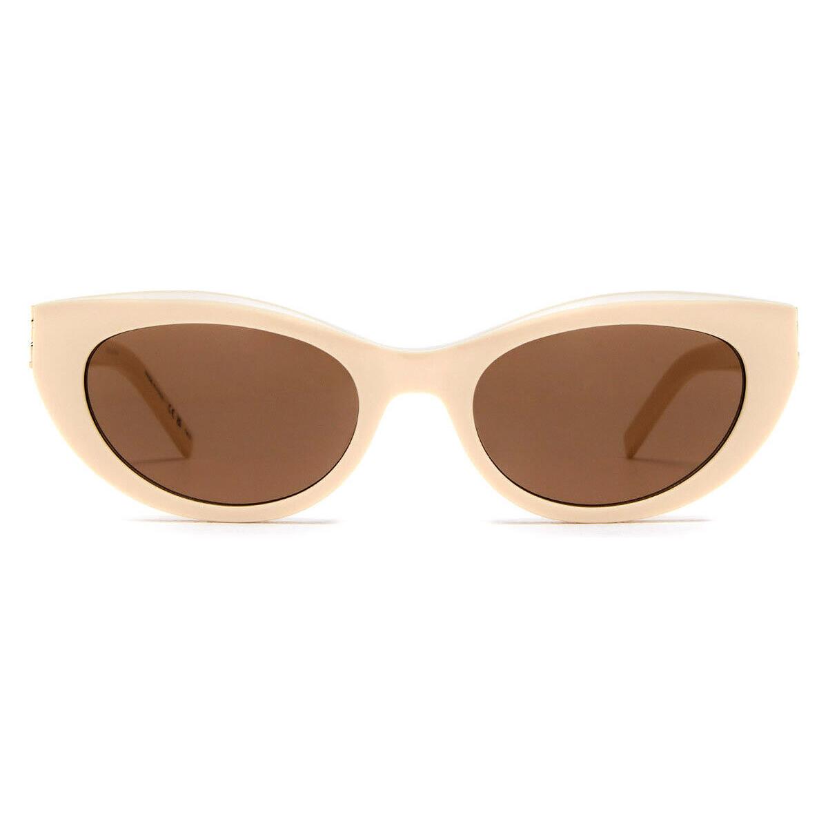 Saint Laurent SL M115 Sunglasses Ivory Brown Cat Eye 54mm