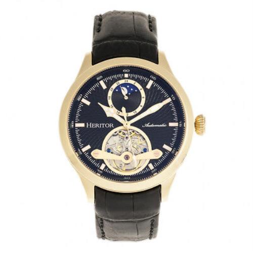 Heritor Gregory Automatic Gold Semi Skeleton Dial Men`s Watch HERHR8104