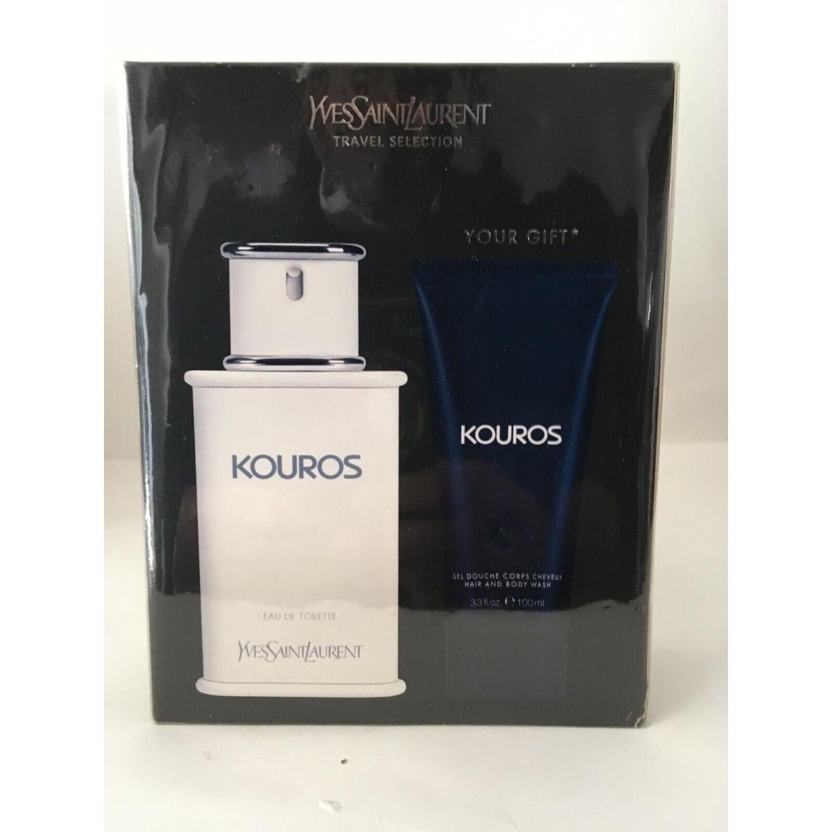 Yves Saint Laurent Ysl Kouros 2Pcs Set For Men 3.3oz Edt Spray+ 3.3oz Hair Body Wash Rare