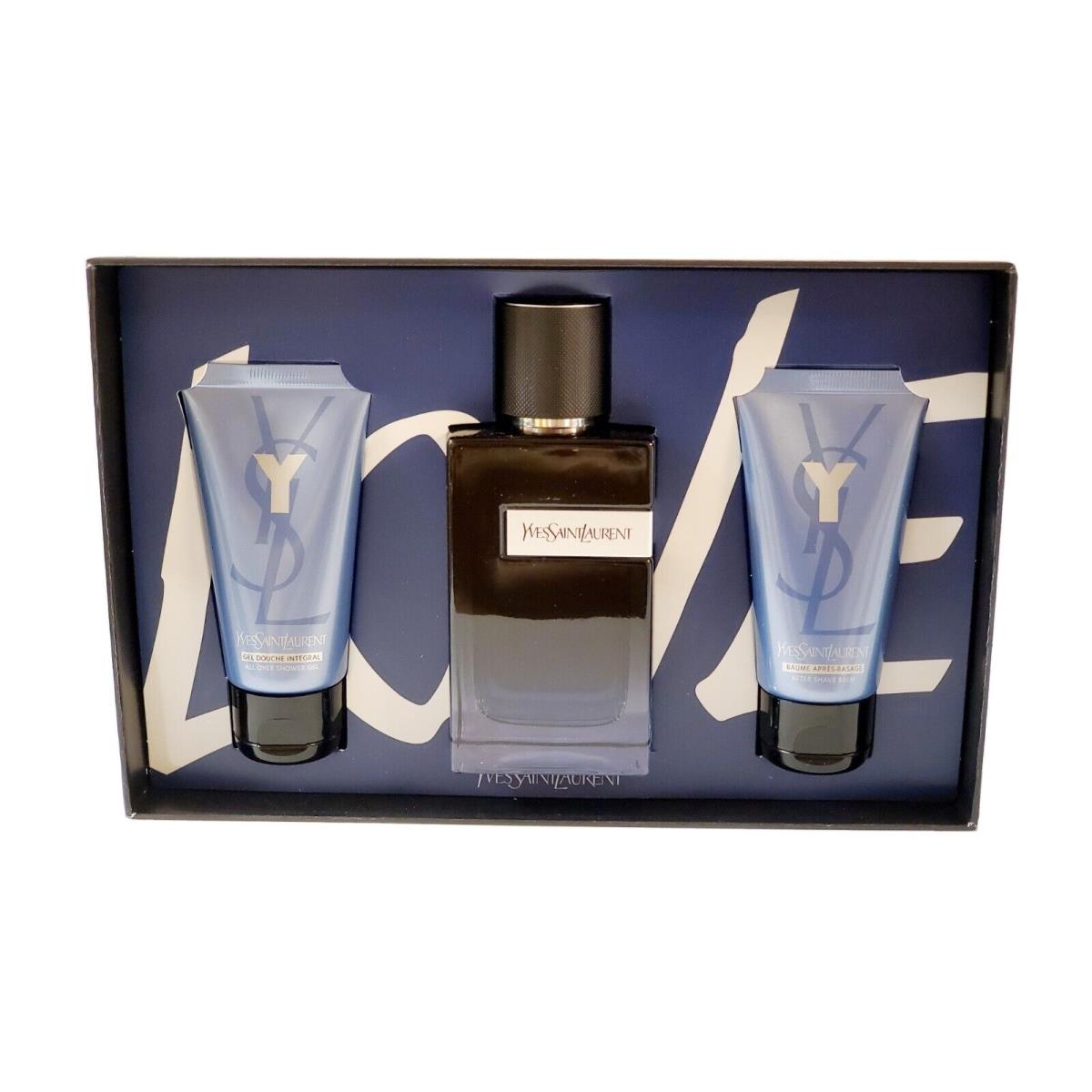 Yves Saint Laurent Y 3PC Gift Set 3.3OZ Edp + 1.6OZ After Shave Balm + 1.6OZ