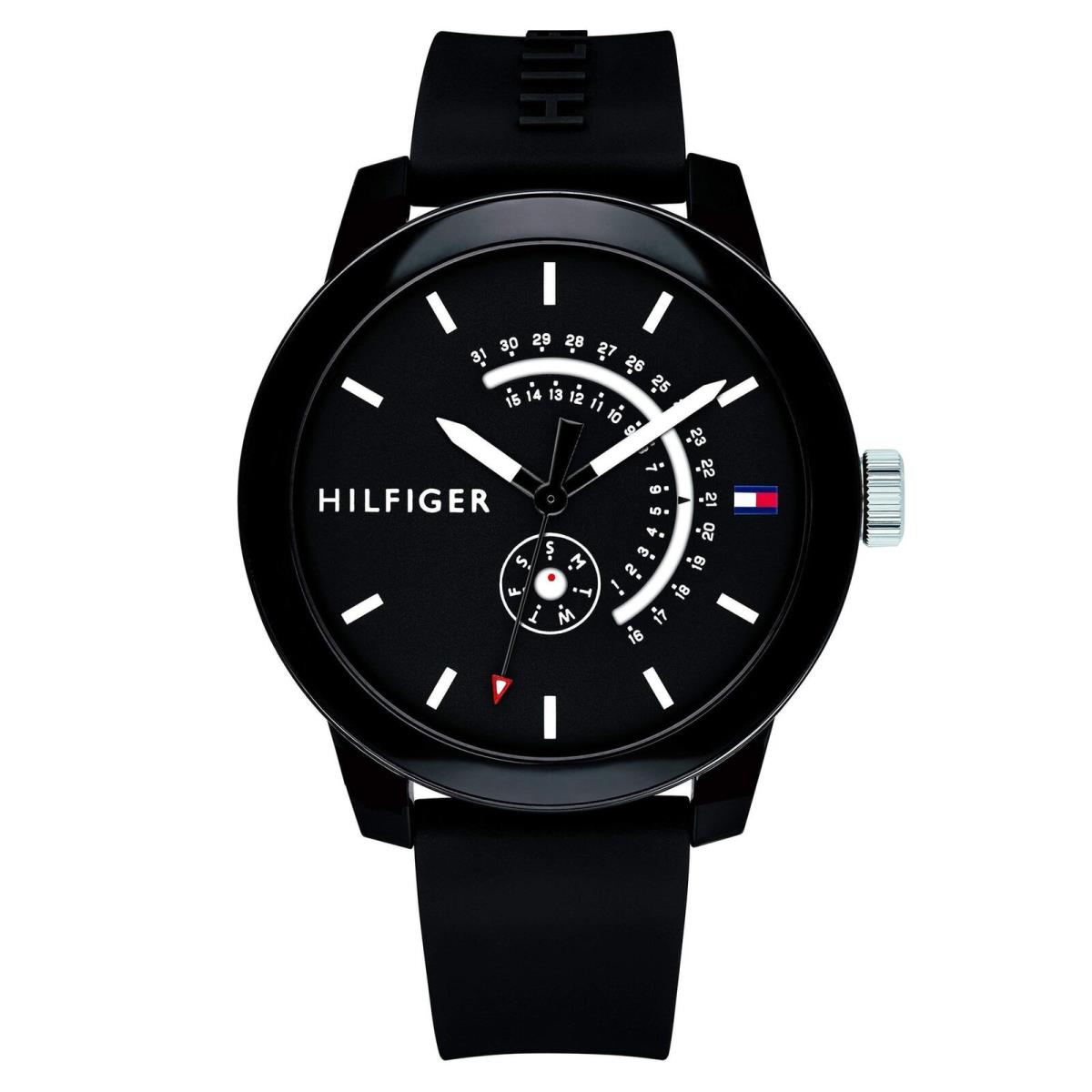 Tommy Hilfiger 1791483 Men`s Denim Black Dial with Silicone Strap Quartz Watch