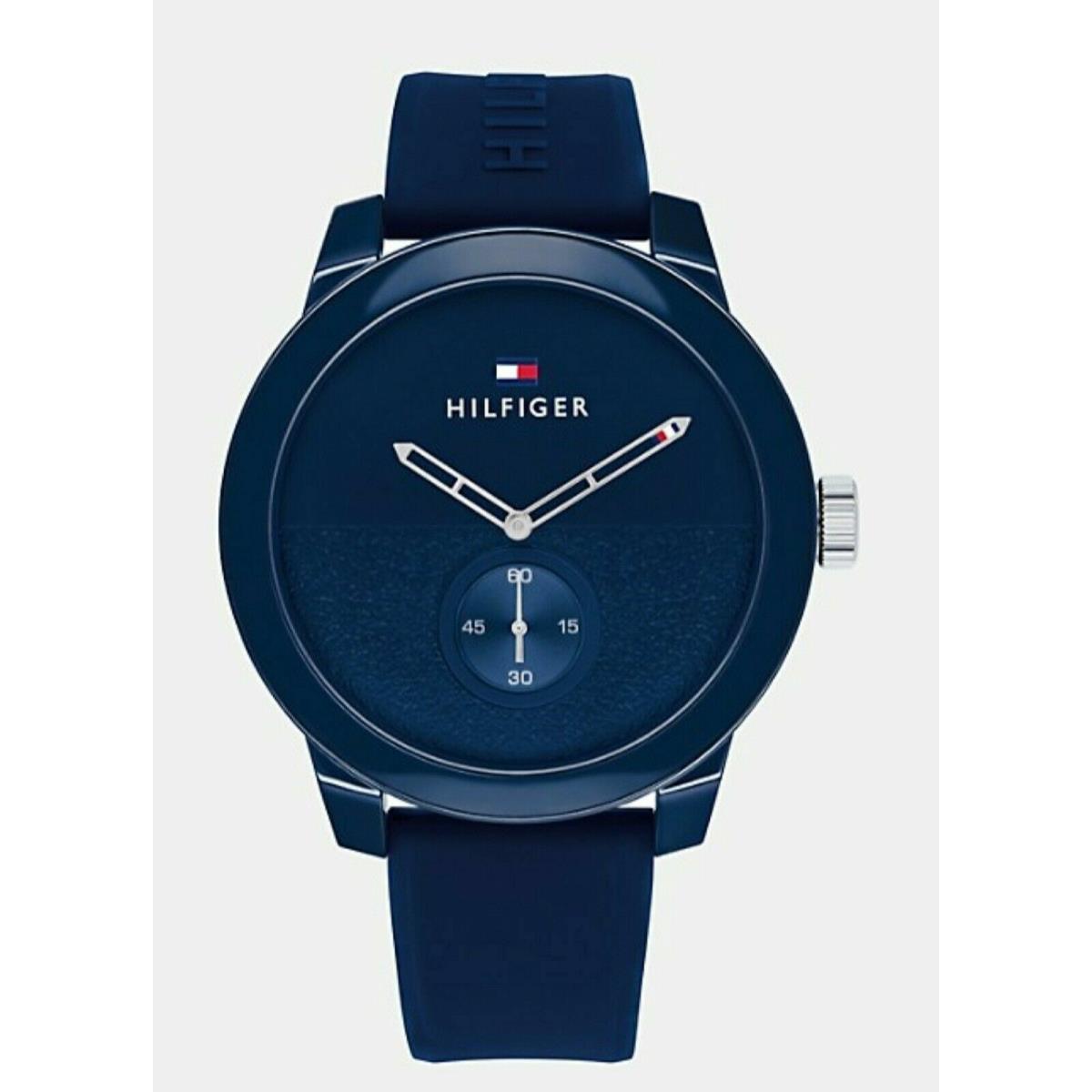 Tommy Hilfiger Textured Sport Blue Silicone Strap Sub-dial Men s Watch - 1791803