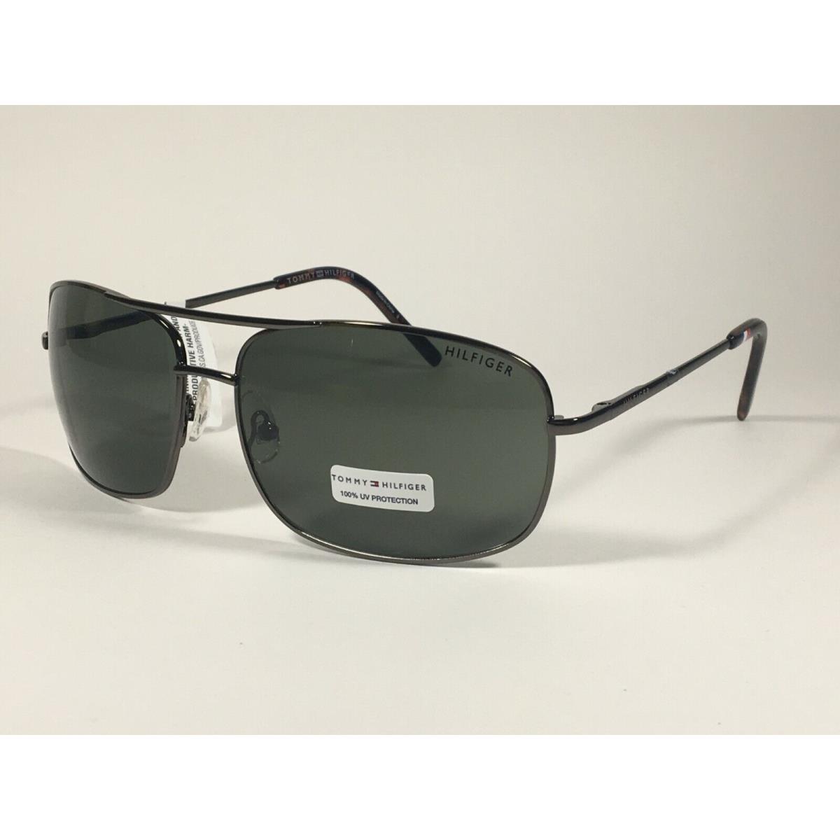 Tommy Hilfiger Men`s Edward MM OM485 Rectangle Sunglasses Gunmetal Gray Green