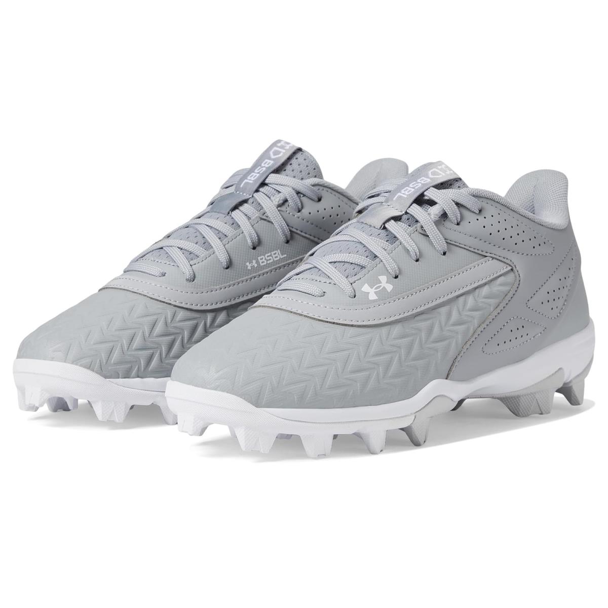 Boy`s Under Armour Kids Leadoff Low RM Jr. 3.0 Toddler/little Kid/big Kid Baseball Gray/Baseball Gray/White