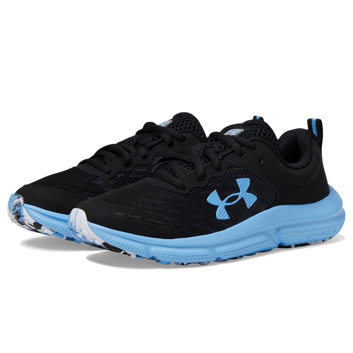 Boy`s Shoes Under Armour Kids Grade School Assert 10 Big Kid - Black/Horizon Blue/Horizon Blue