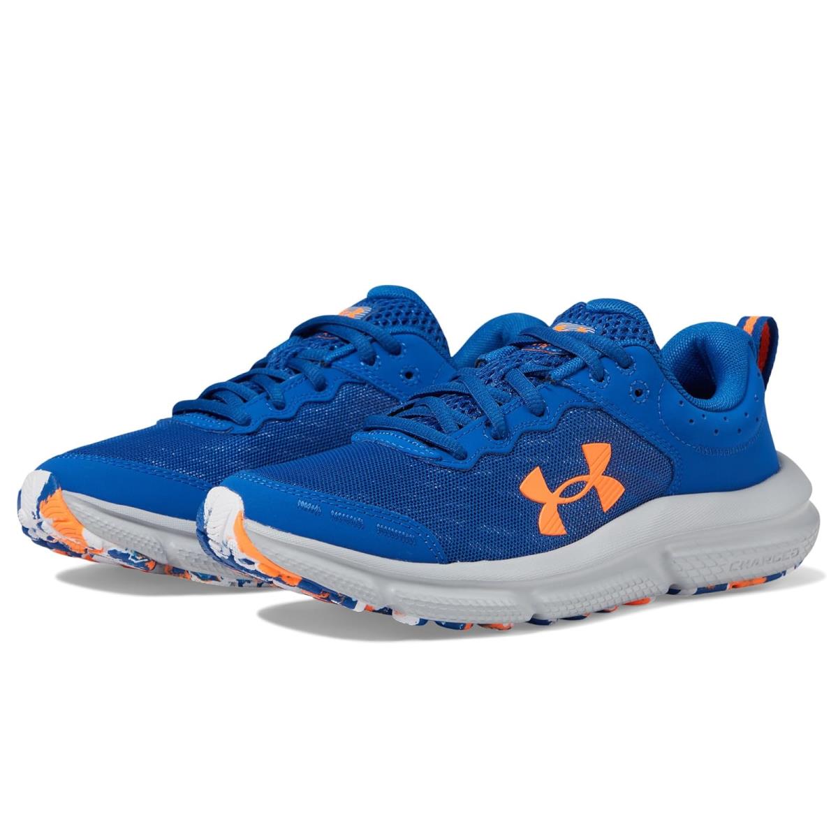 Boy`s Shoes Under Armour Kids Grade School Assert 10 Big Kid Tech Blue/Mod Gray/Orange Blast