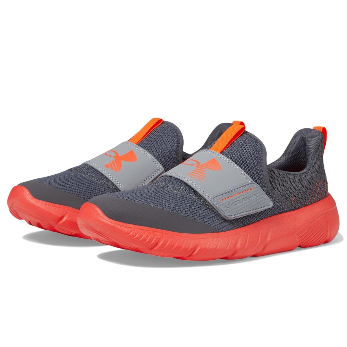 Boy`s Shoes Under Armour Kids Grade School Flash Big Kid Castlerock/Steel/Phoenix Fire