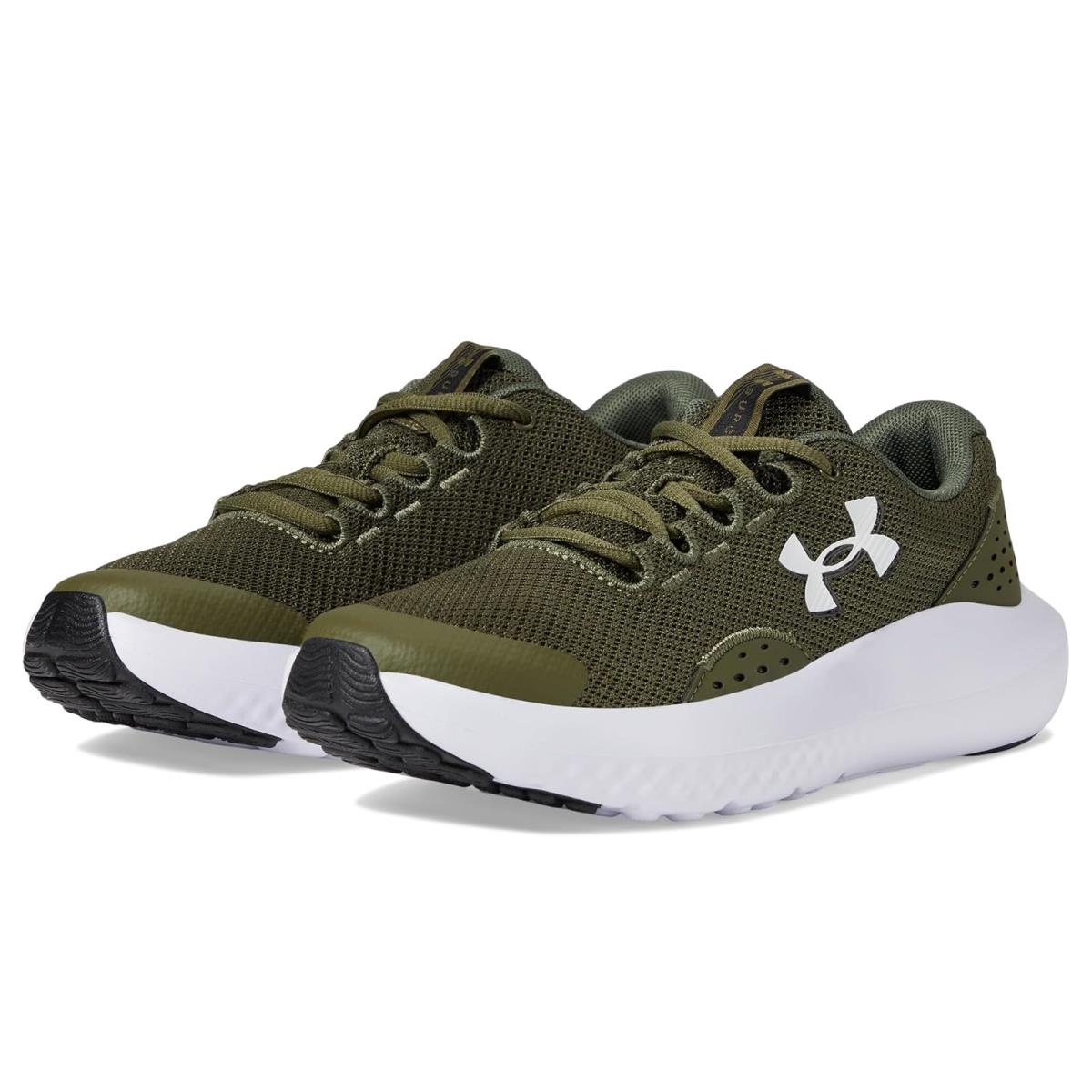 Boy`s Shoes Under Armour Kids Grade School Surge 4 Big Kid Marine OD Green/Marine OD Green/White