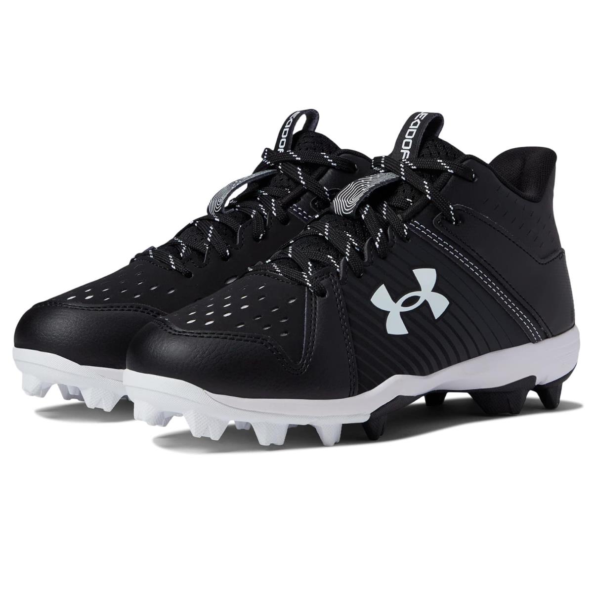 Boy`s Under Armour Kids Baseball Leadoff Mid RM Toodler/little Kid/big Kid - Black/Black/White