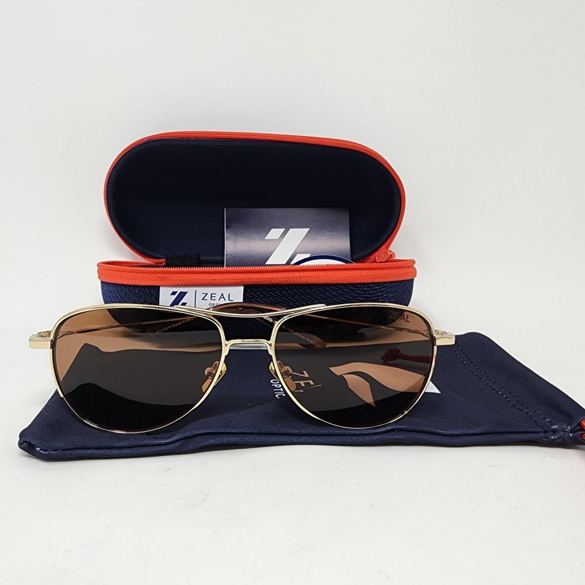 Zeal Optics Sunglasses Shipstern Aviator Stainless Polarized Gold w/ Copper Lens