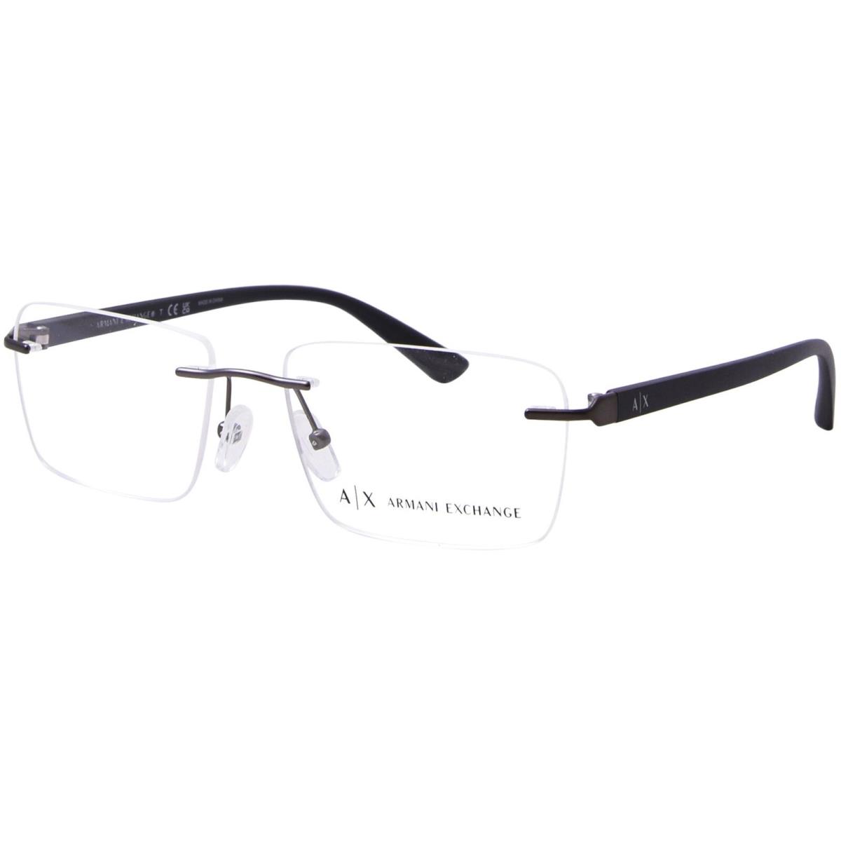 Armani Exchange AX1064 6003 Eyeglasses Men`s Matte Gunmetal Rimless 56mm