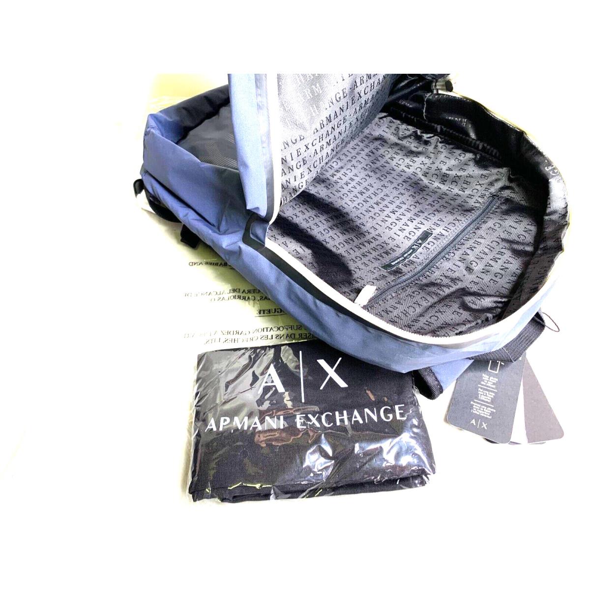 Armani Exchange Blue Slate Reflective Backpack Men Back Pack Retail 3