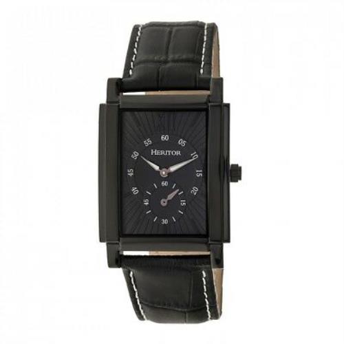 Heritor Automatic Frederick Men`s Black Leather Watch HR6106