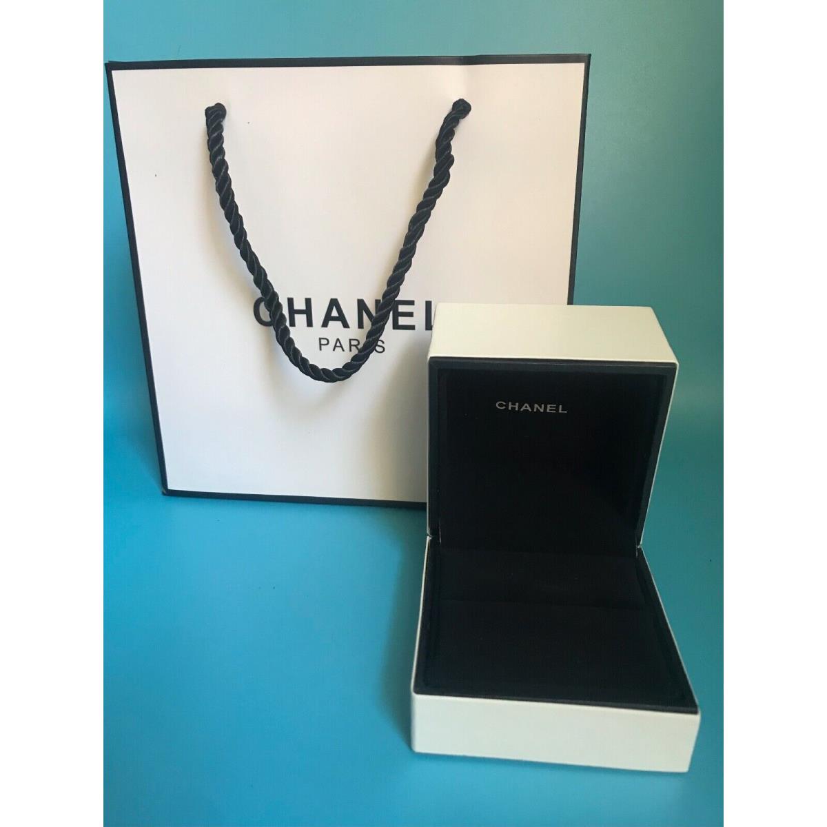 Chanel Ring/ Pendant /earrings Gift Box + Gift Bag Set Black White