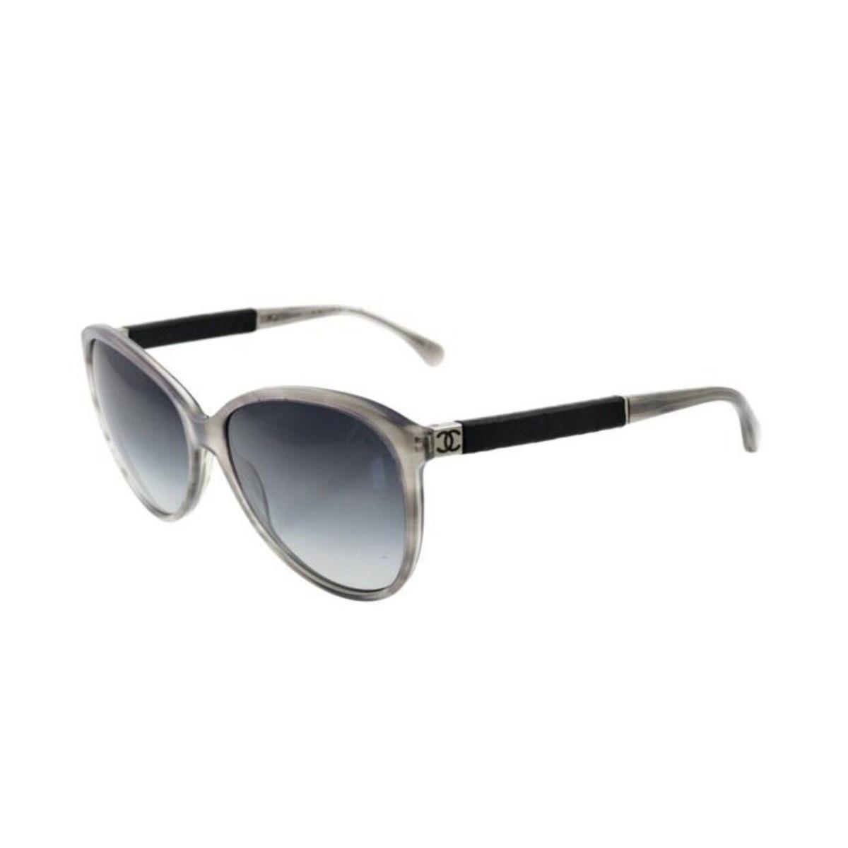 Chanel 5225Q 1303/3C Sunglasses Milky Gray Black Quilted Leather Temples