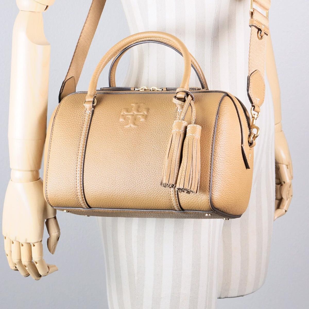 Tory Burch Thea Tan Leather Small Satchel Crossbody Shoulder Bag Purse 141955