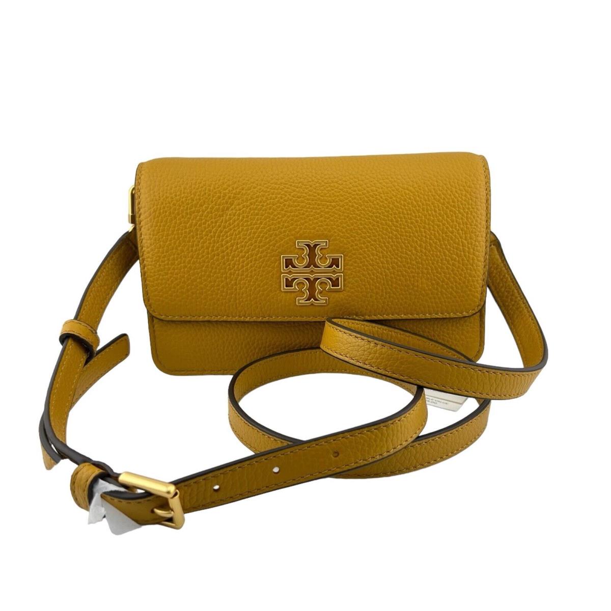 Tory Burch Britten Convertible Crossbody Purse One Size Golden Curry Leather