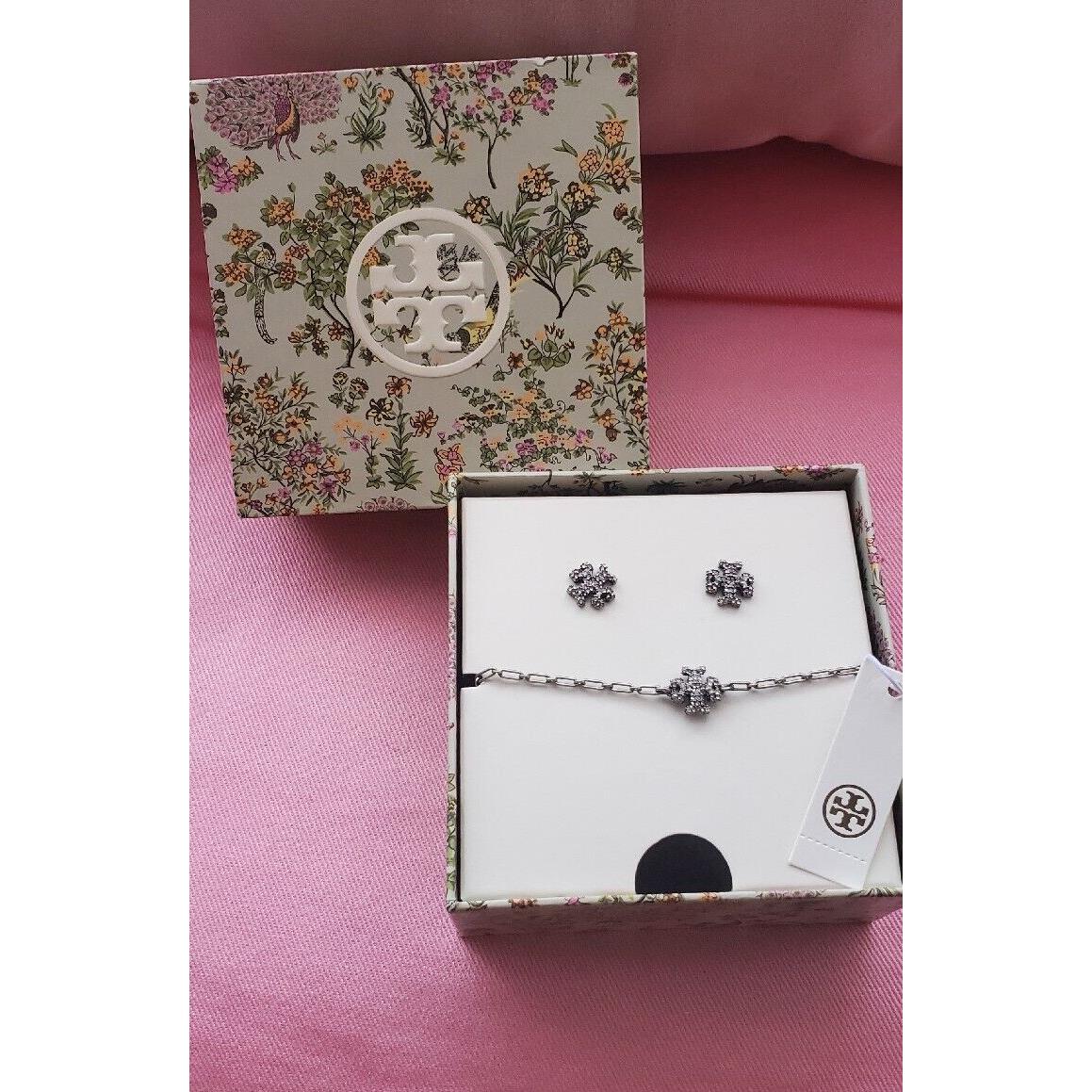 Tory Burch Roxanne Chain Bracelet and Stud Earring Set in Gift Box