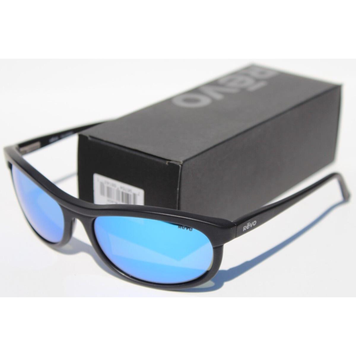 Revo Vintage Wrap Sunglasses Polarized Matte Black/blue Mirror RE 1180-01