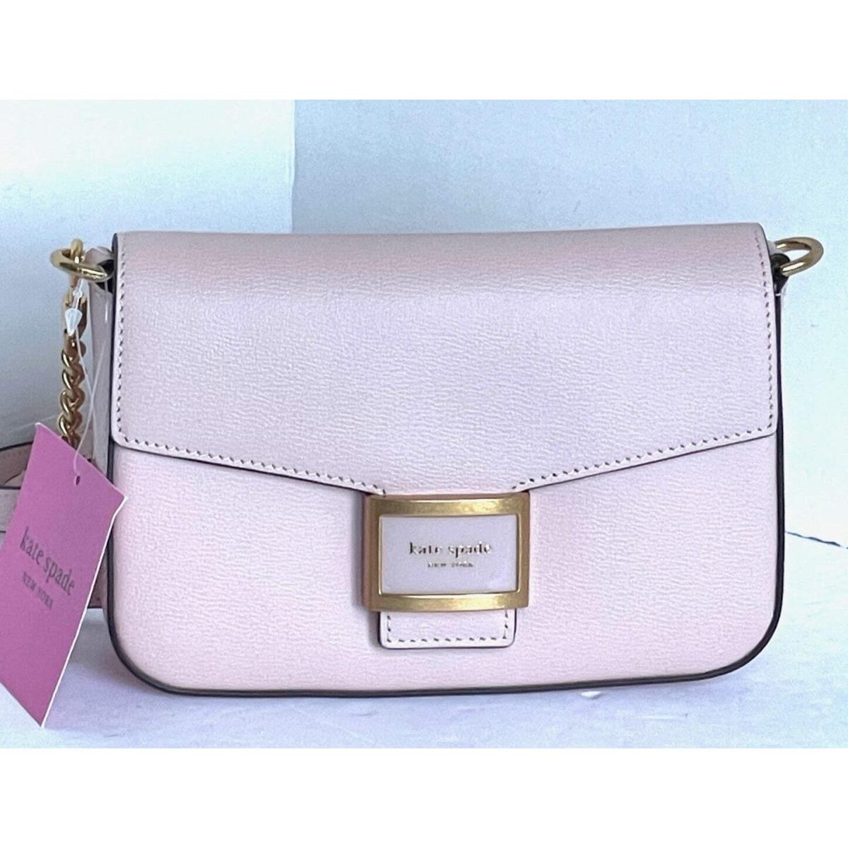 Kate Spade Katy Flap Chain Crossbody Mochi Pink Textured Leather Shoulder Bag