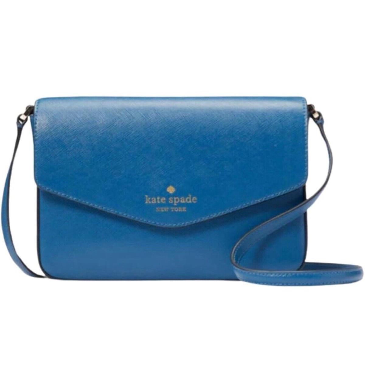 Kate Spade Sadie Envelope Crossbody Sapphire Ice Saffiano Leather K7378