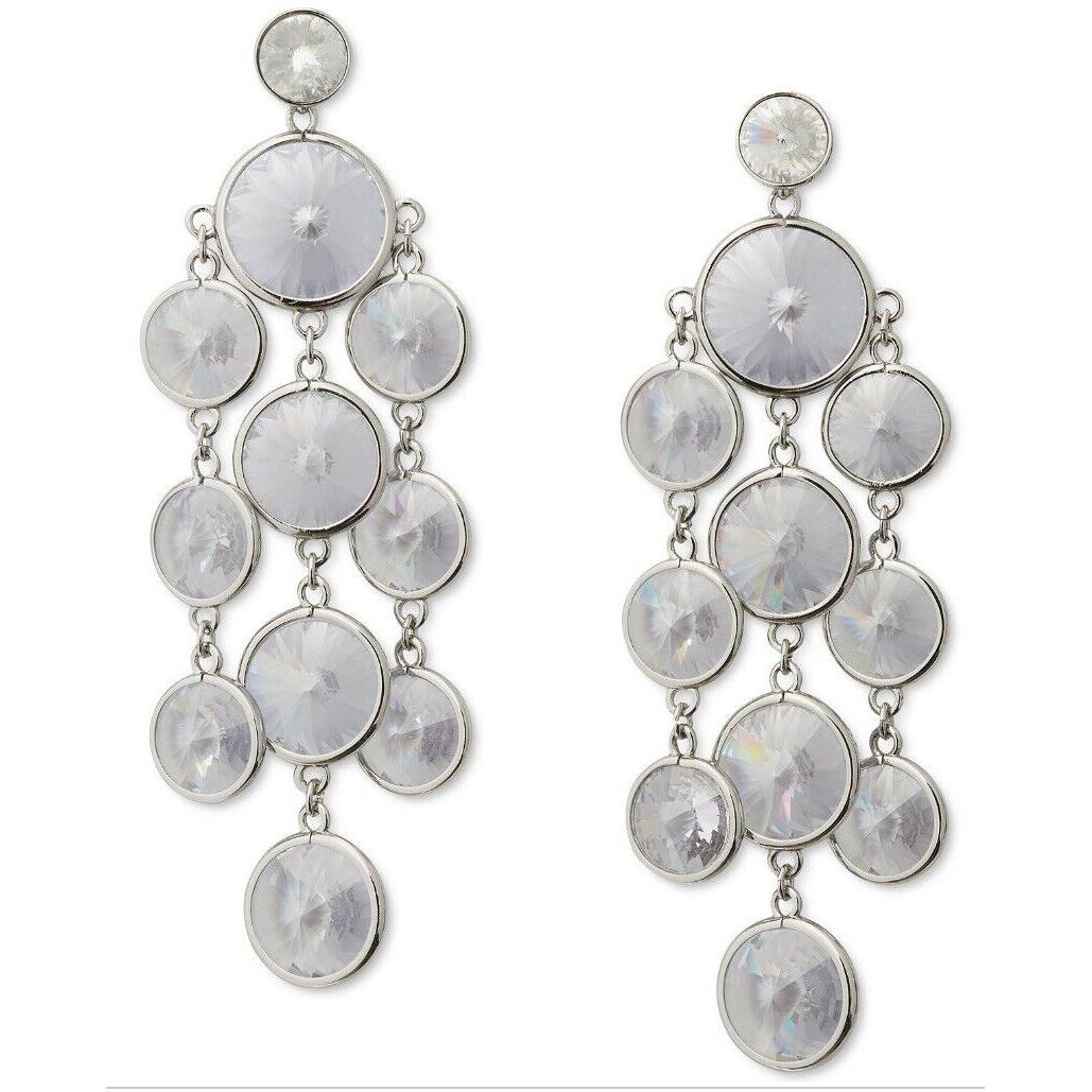 Kate Spade Silver Tone Cubic Zirconia Chandelier 3 Drop Earrings S107A/a1