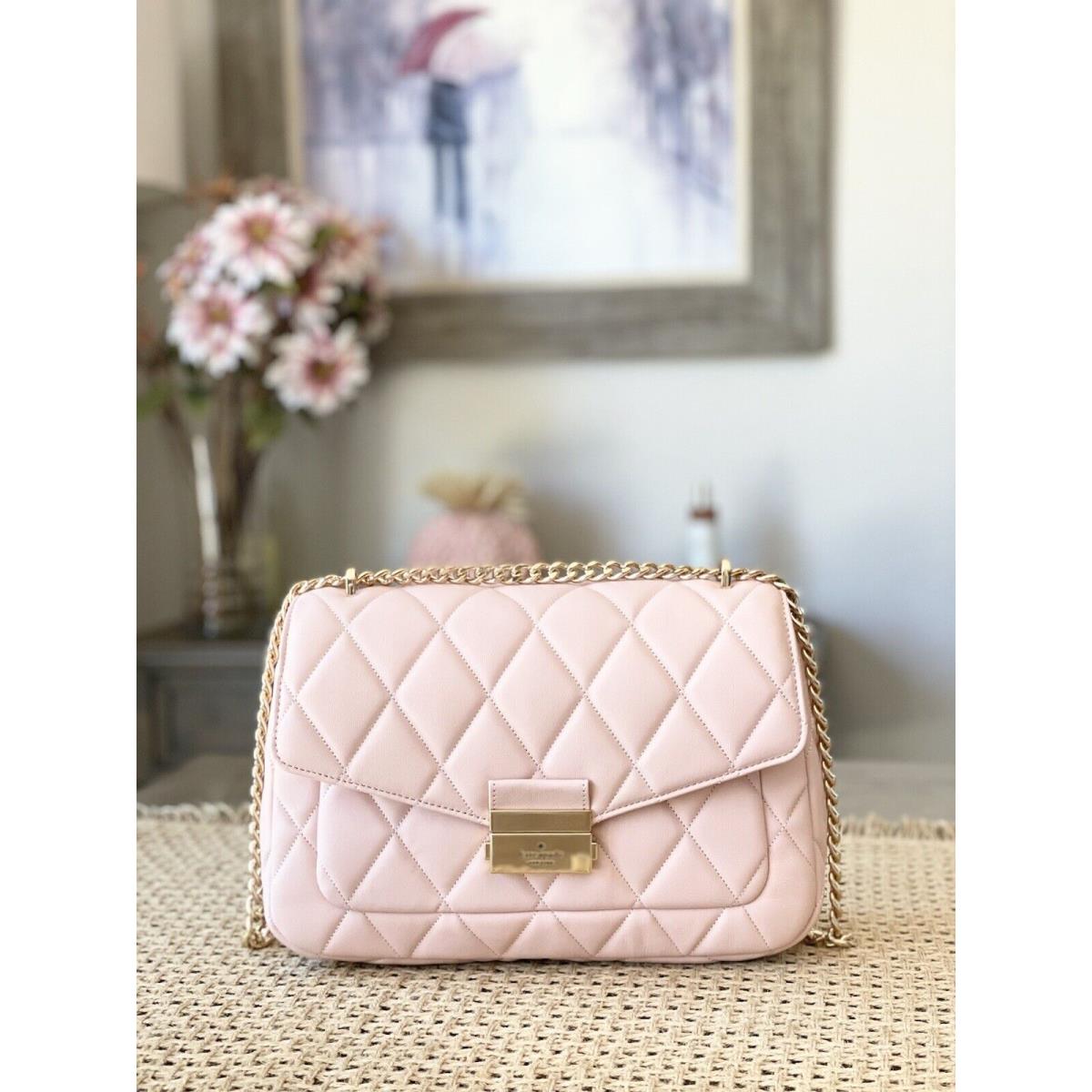 Kate Spade Carey Medium Quilted Shoulder Bag Crossbody Leather In Conch Pink