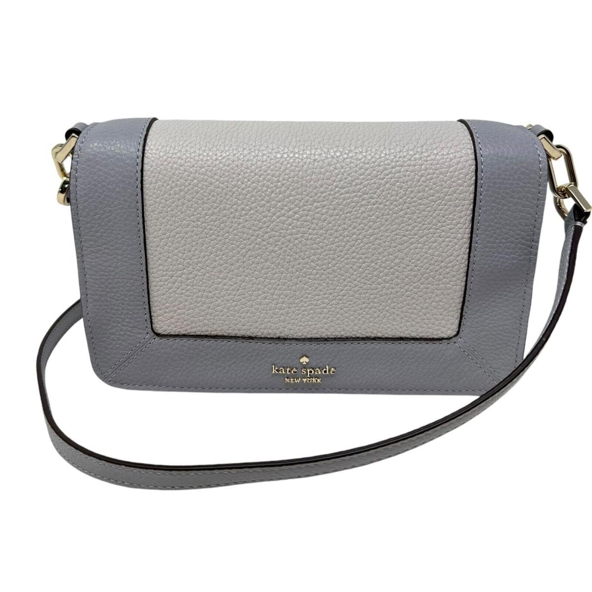 Kate Spade Lena Colorblock Mini Flap Mountain Grey Leather Crossbody Bag KH792