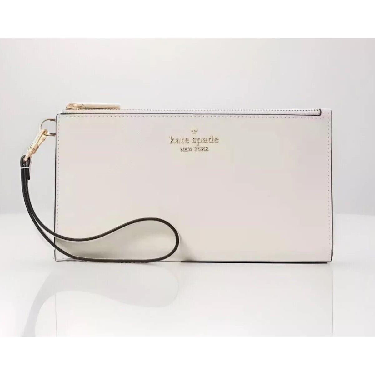 Kate Spade Madison Double Zip Saffiano Leather Wristlet Wallet In Meringue