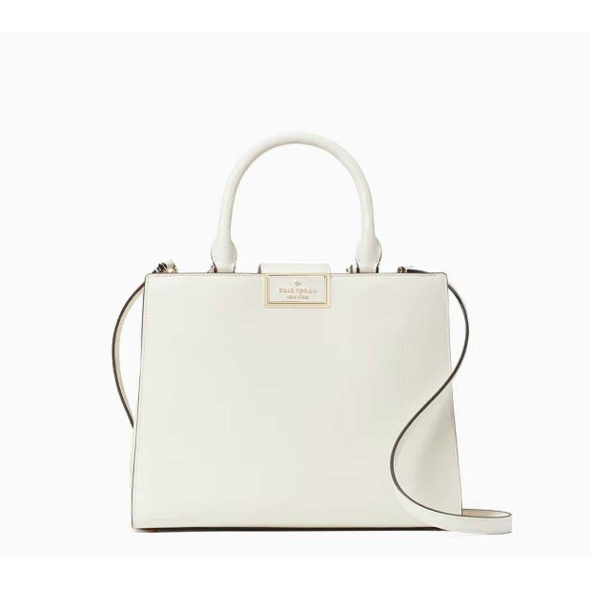 Kate Spade New York Reegan Medium Smooth Leather Satchel Crossbody in Meringue