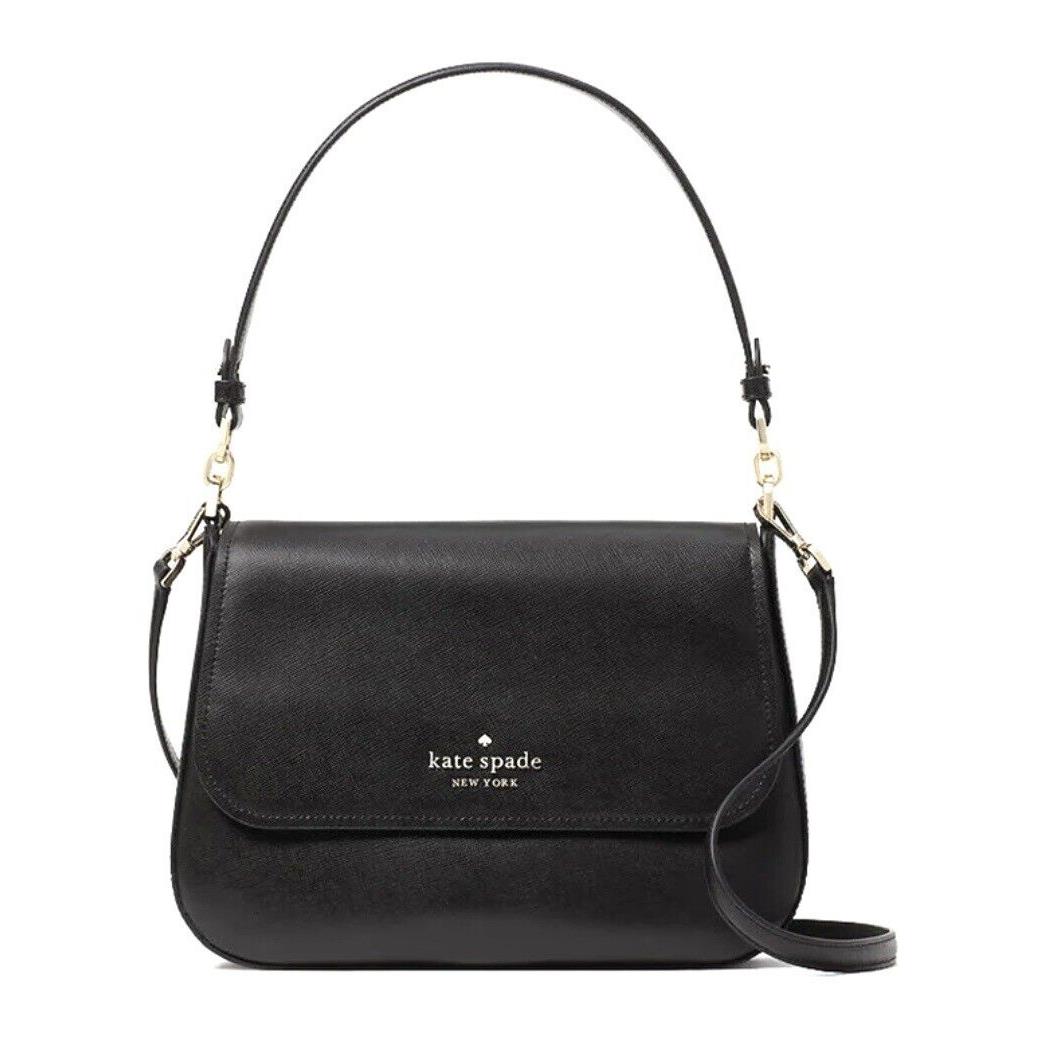 Kate Spade New York Staci Colorblock Saffiano Leather Flap Shoulder Bag Black