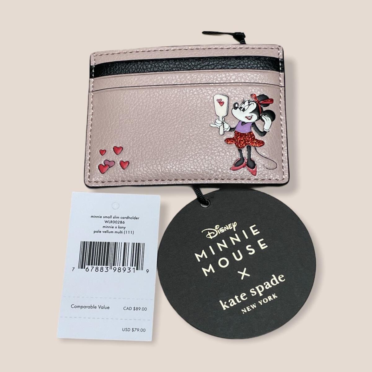 Kate Spade Disney Minnie Small Slim Card Holder Wallet Pale Velvet Multi