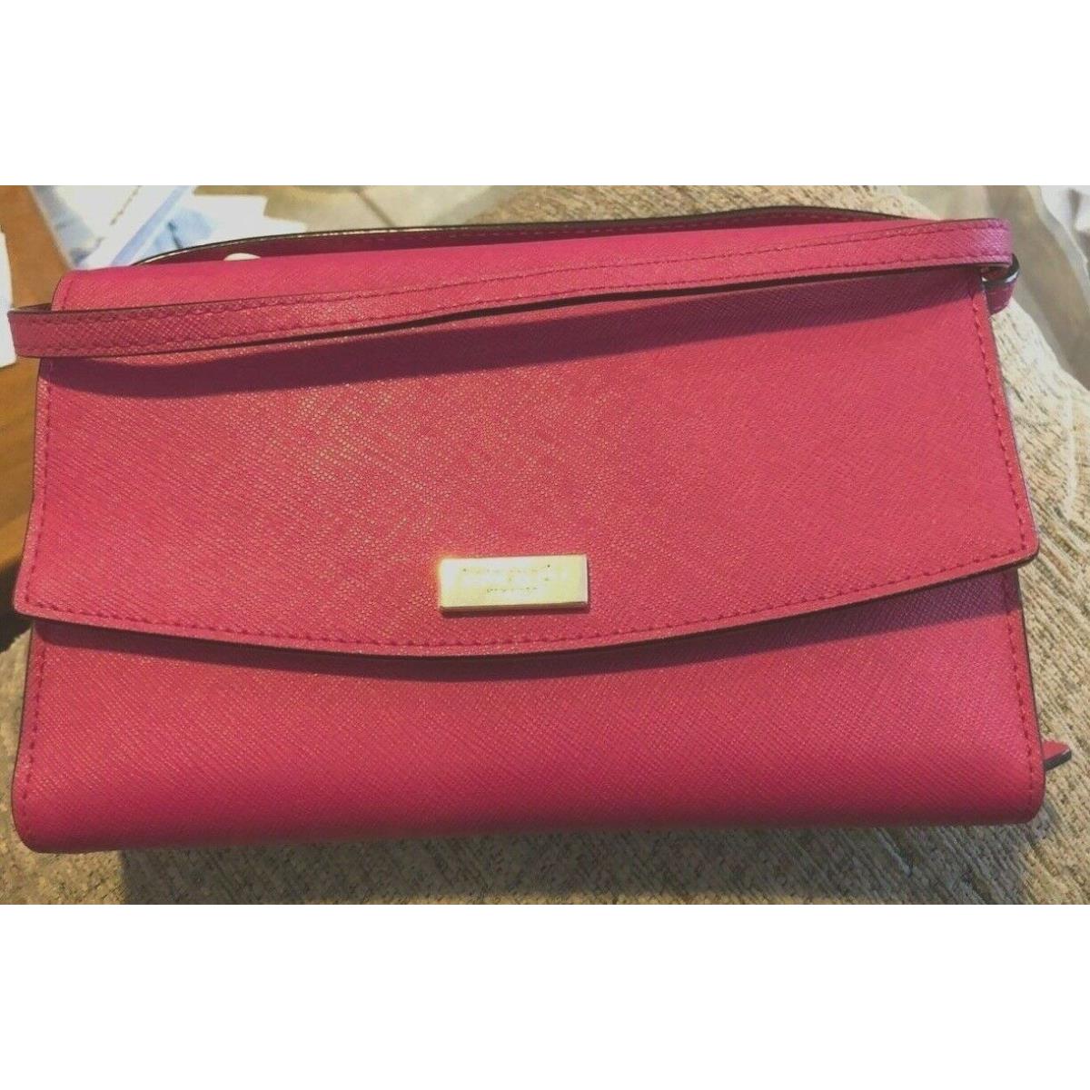 Kate Spade Pink Saffiano Leather Winni Laurel Way Crossbody Clutch