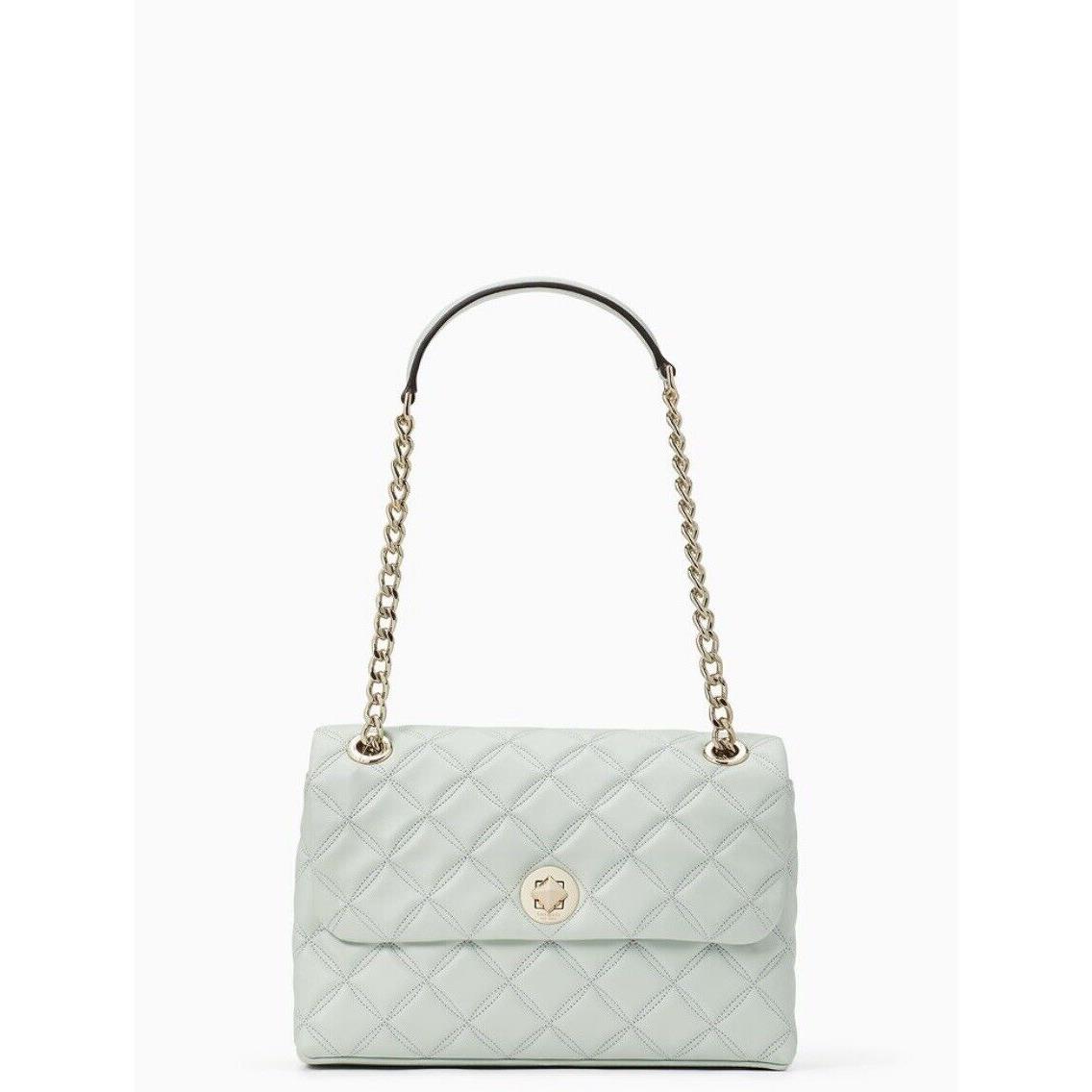 Kate Spade Natalia Medium Flap Crossbody Shoulder Crystal Blue Leather Bag