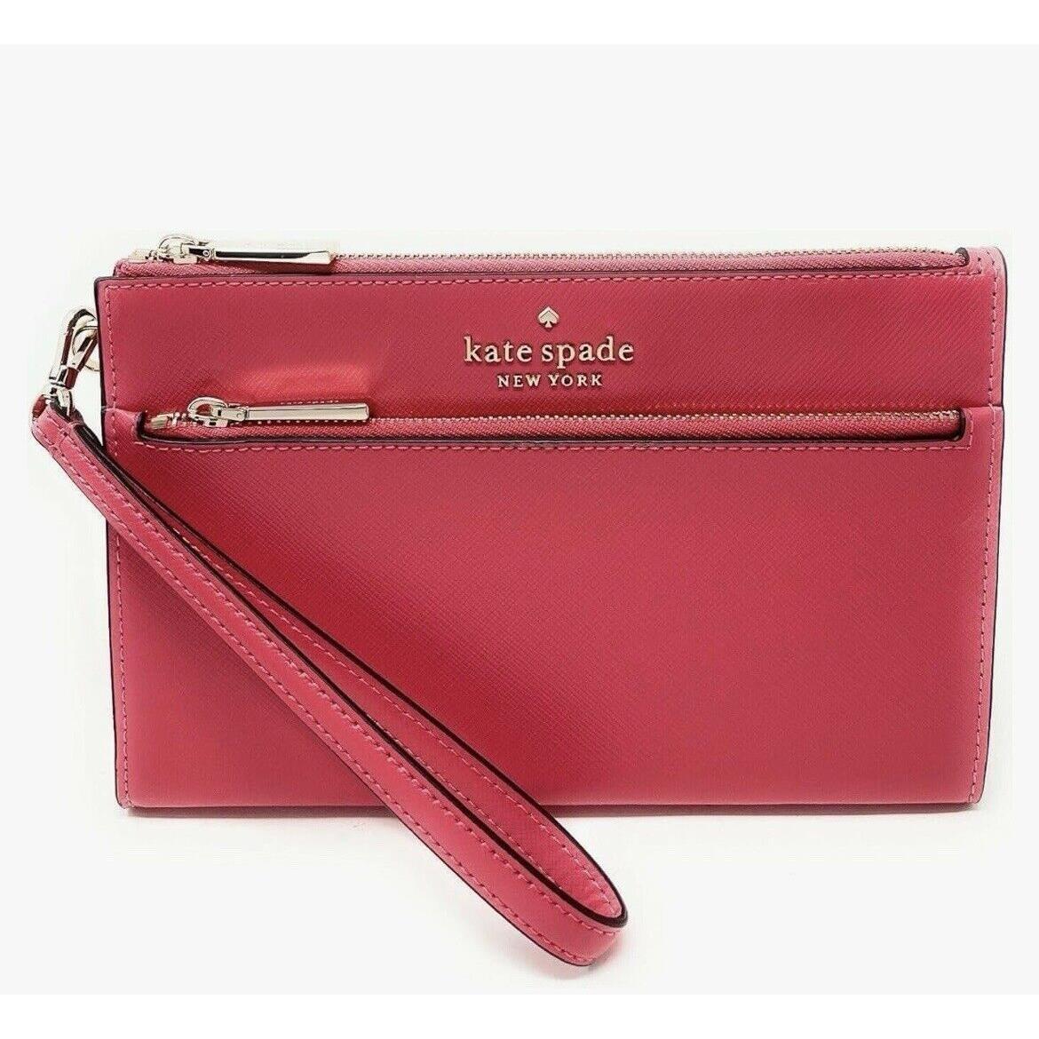 Kate Spade New York Medium Wristlet Pouch Saffiano Leather In Hibiscus