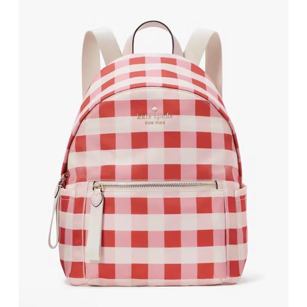 Kate Spade New York Chelsea Gingham Nylon Medium Backpack In Pink Multi