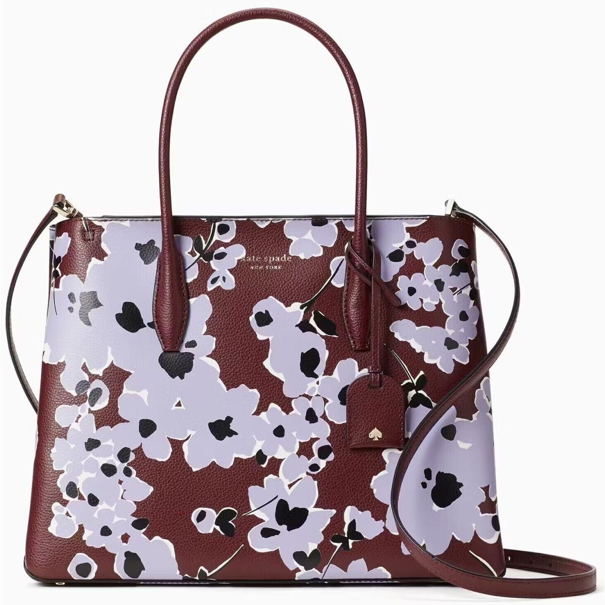 Kate Spade Eva Medium Top Zip Floral Purple Satchel Bag WKRU6505 Purse