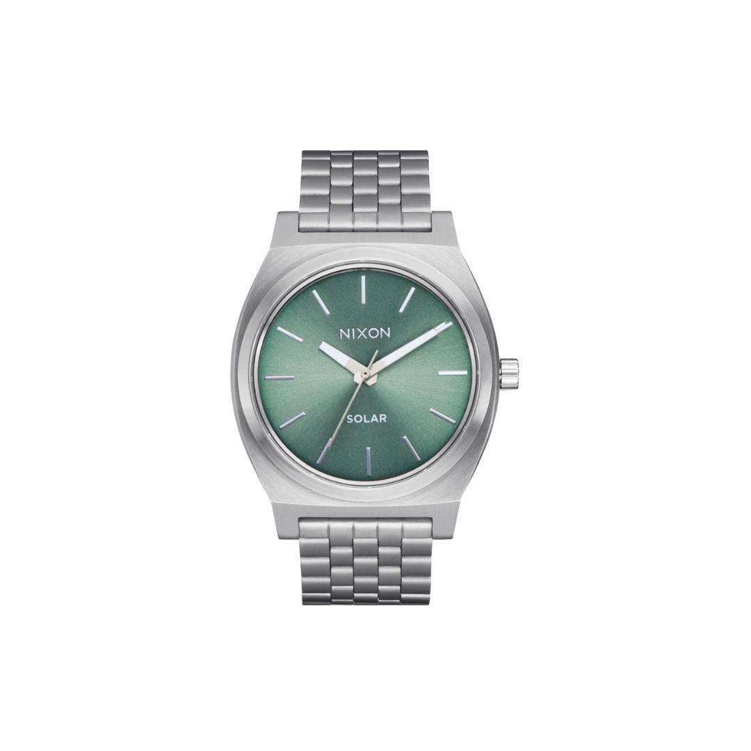 Nixon Time Teller Solar Watch Silver/jade Sunray Stainless Steel Watch