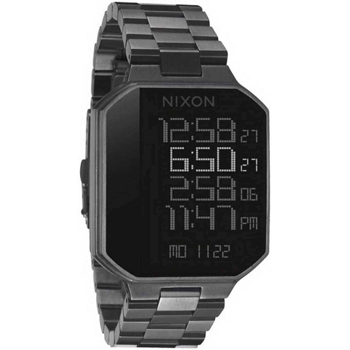 Nixon The Synapse 4 Time Zones Digital Square Black Men`s Watch A323632 A323-632